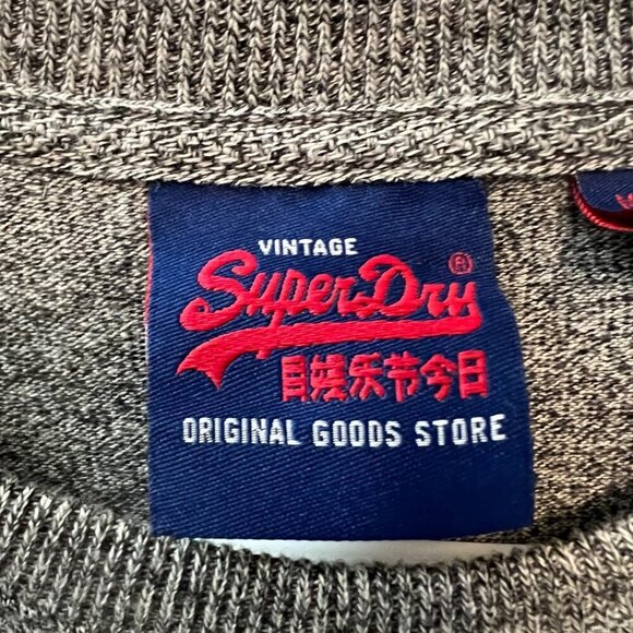SuperDry Gray Men's Vintage Logo Store Embossed Short Sleeve T Shirt Size Small - Picture 12 of 12